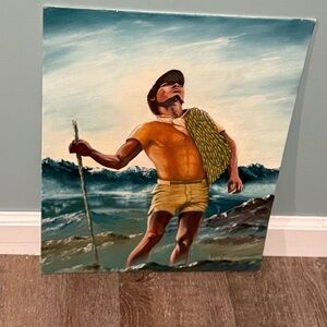 14x18 oil painting on canvas signed my original artist ocean man
